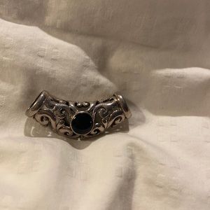 Sterling Silver Scroll Necklace Slide with Black Onyx Accent
